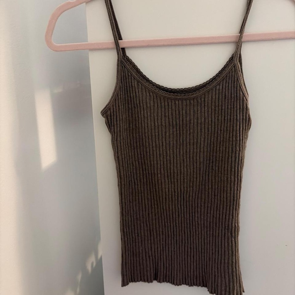 Brown brandy ribbed tank top